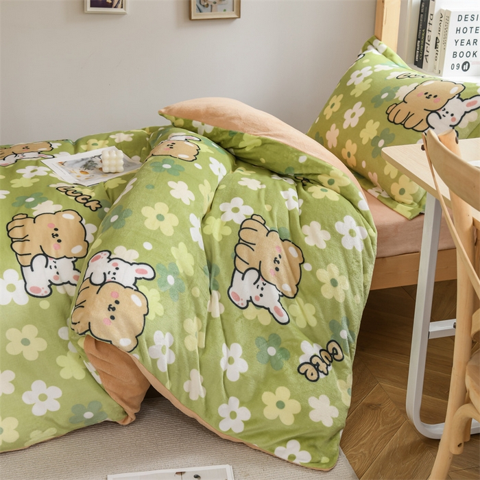 91家纺网 家纺一手货源 找家纺 宅部落 2025新款学生宿舍牛奶绒三件套宿舍三件套上下铺三件套 伊甸园