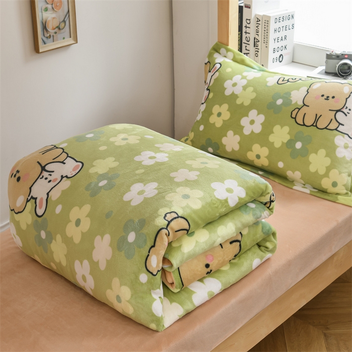 91家纺网 家纺一手货源 找家纺 宅部落 2025新款学生宿舍牛奶绒三件套宿舍三件套上下铺三件套 伊甸园