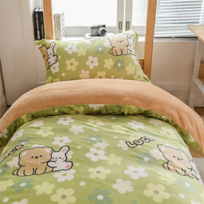 91家纺网 家纺一手货源 找家纺 宅部落 2025新款学生宿舍牛奶绒三件套宿舍三件套上下铺三件套 伊甸园