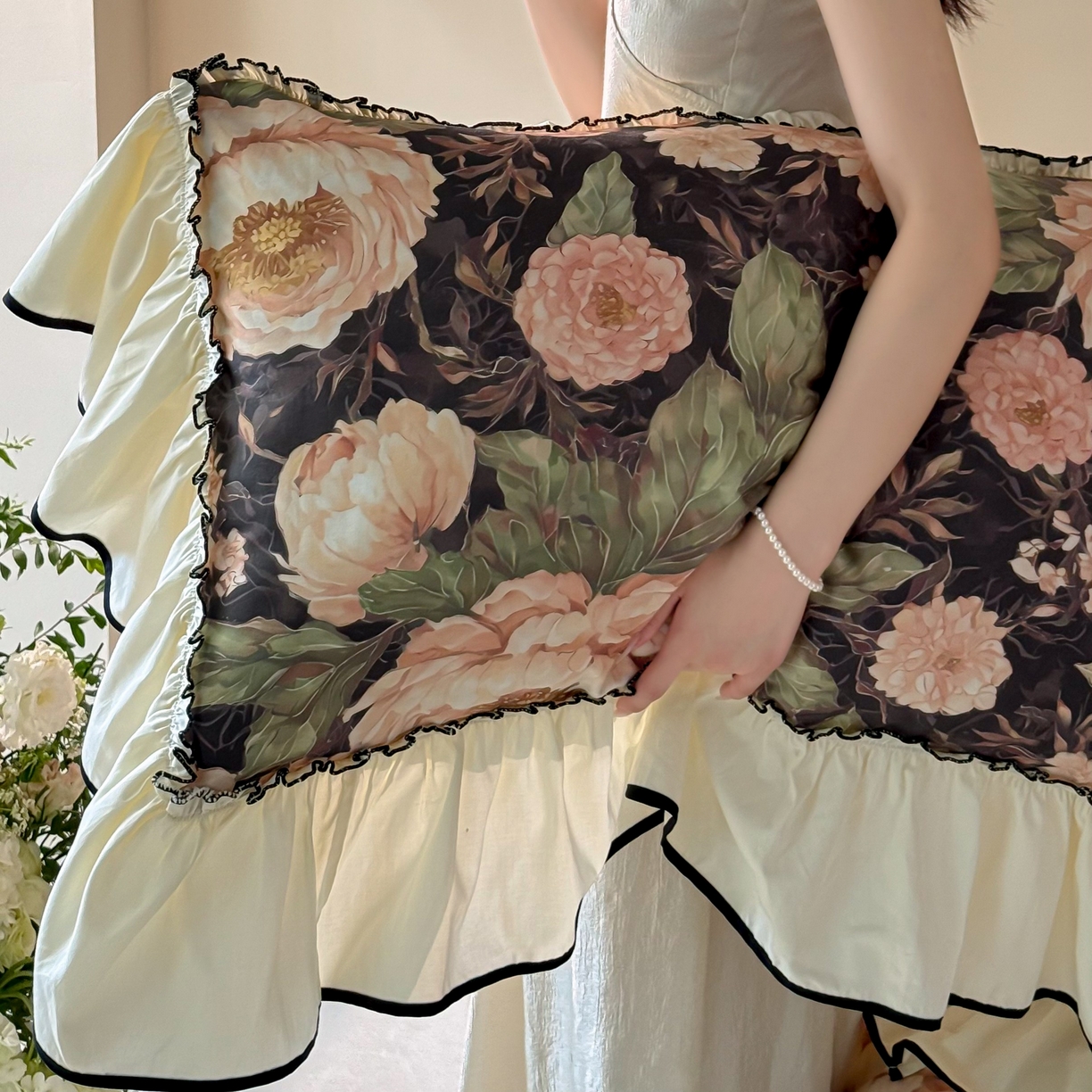 91家纺网 家纺一手货源 找家纺 优然居家纺 2025新款50支全棉纯棉印花法式双头木耳边四件套 薇薇安