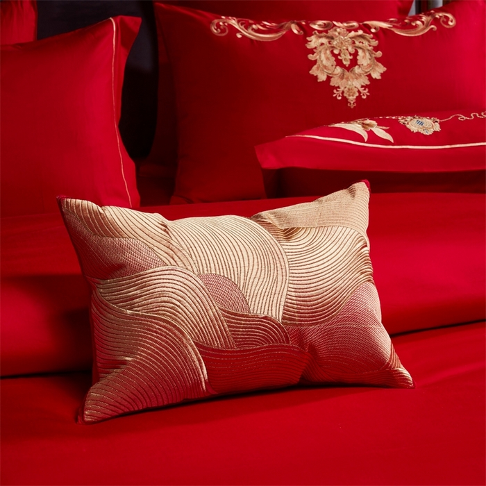 91家纺网 家纺一手货源 找家纺 红番天婚庆 （控价）2025新款全棉新中式刺绣款婚庆四件套多件套 春色盎然