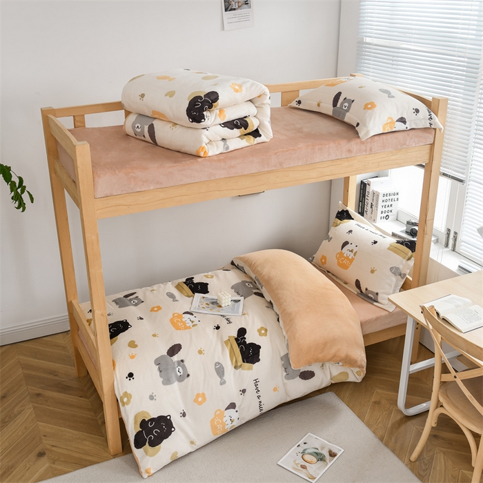 宅部落 2025新款学生宿舍牛奶绒三件套宿舍三件套上下铺三件套 小懒猫