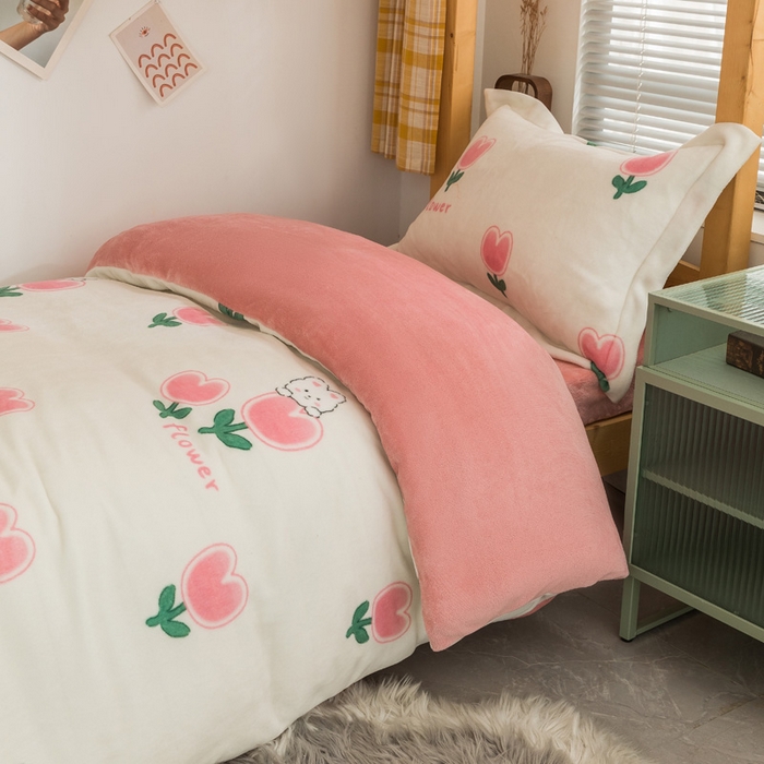 91家纺网 家纺一手货源 找家纺 宅部落 2025新款学生宿舍牛奶绒三件套宿舍三件套上下铺三件套 郁金香小兔