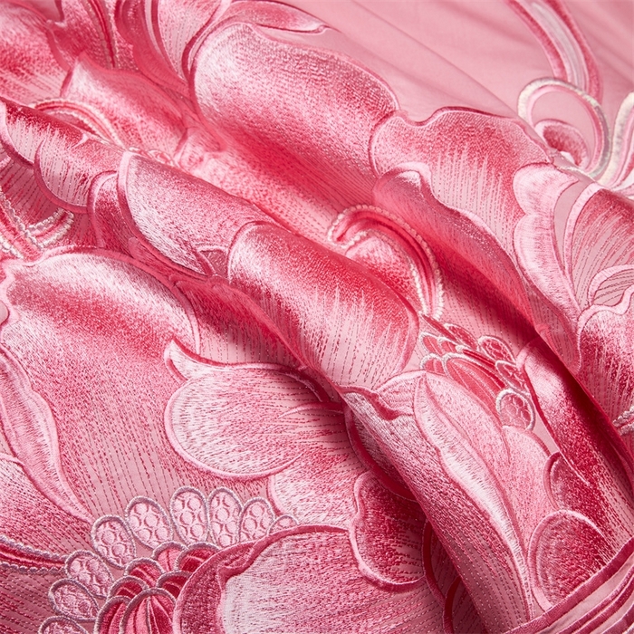 91家纺网 家纺一手货源 找家纺 红番天婚庆 （控价）2025新款全棉新中式刺绣款婚庆四件套多件套 富贵荣华-粉