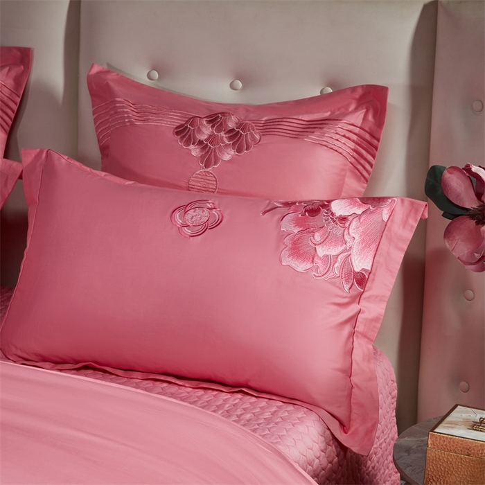 91家纺网 家纺一手货源 找家纺 红番天婚庆 （控价）2025新款全棉新中式刺绣款婚庆四件套多件套 富贵荣华-粉