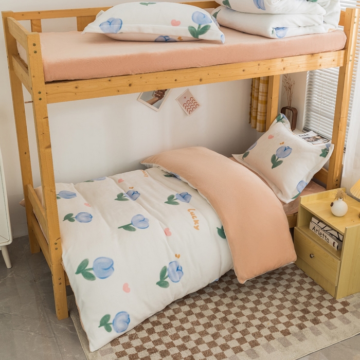 宅部落 2025新款学生宿舍牛奶绒三件套宿舍三件套上下铺三件套 兰兰花