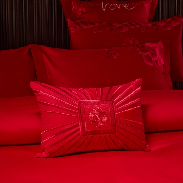 91家纺网 家纺一手货源 找家纺 红番天婚庆 （控价）2025新款全棉新中式刺绣款婚庆四件套多件套 富贵荣华-红