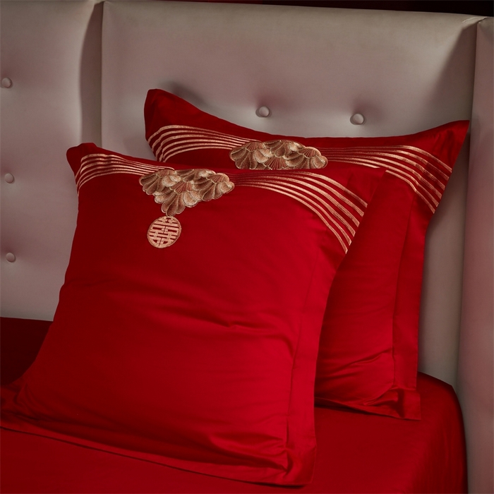 91家纺网 家纺一手货源 找家纺 红番天婚庆 （控价）2025新款全棉新中式刺绣款婚庆四件套多件套 富贵荣华-金