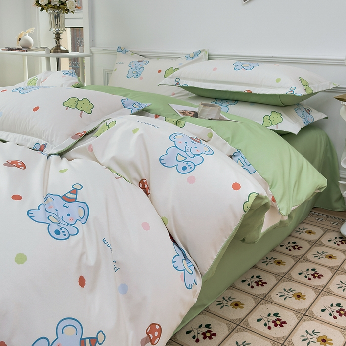 91家纺网 家纺一手货源 找家纺 （总）优纤家纺 2025新款120克磨毛斜纹卡通花卉印花植物羊绒四件套