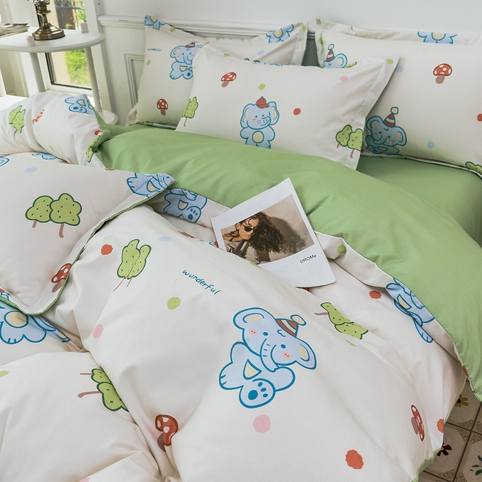 91家纺网 家纺一手货源 找家纺 （总）优纤家纺 2025新款120克磨毛斜纹卡通花卉印花植物羊绒四件套