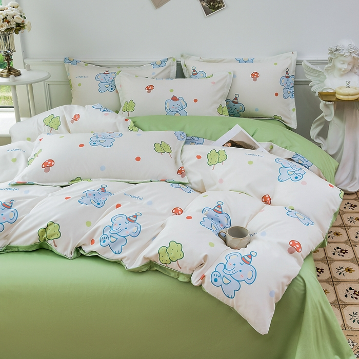 91家纺网 家纺一手货源 找家纺 （总）优纤家纺 2025新款120克磨毛斜纹卡通花卉印花植物羊绒四件套