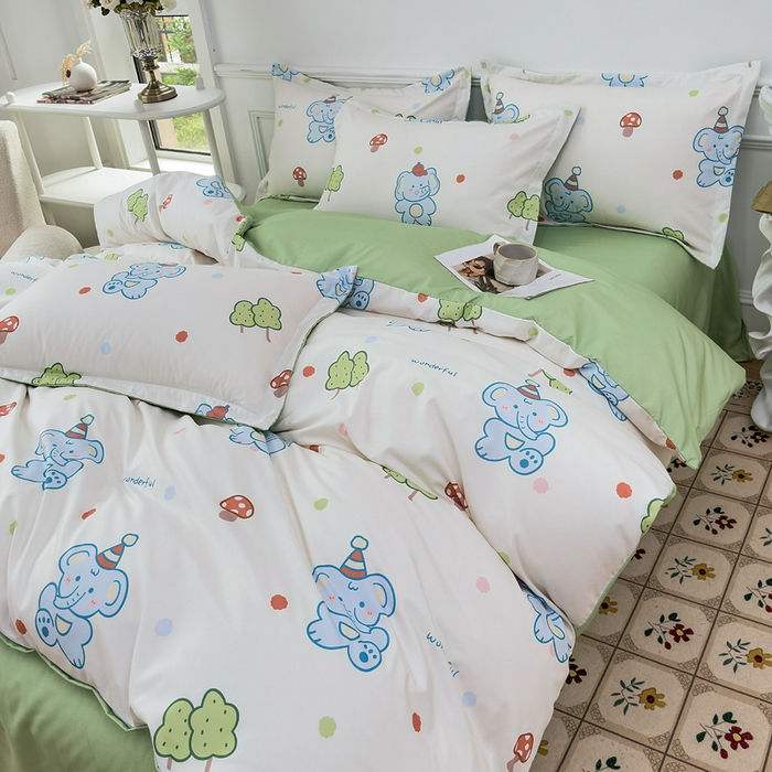 91家纺网 家纺一手货源 找家纺 （总）优纤家纺 2025新款120克磨毛斜纹卡通花卉印花植物羊绒四件套