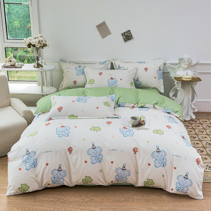 91家纺网 家纺一手货源 找家纺 （总）优纤家纺 2025新款120克磨毛斜纹卡通花卉印花植物羊绒四件套