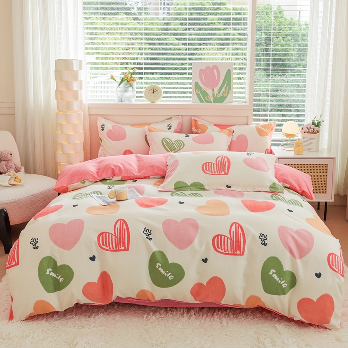 91家纺网 家纺一手货源 找家纺 （总）优纤家纺 2025新款120克磨毛斜纹卡通花卉印花植物羊绒四件套