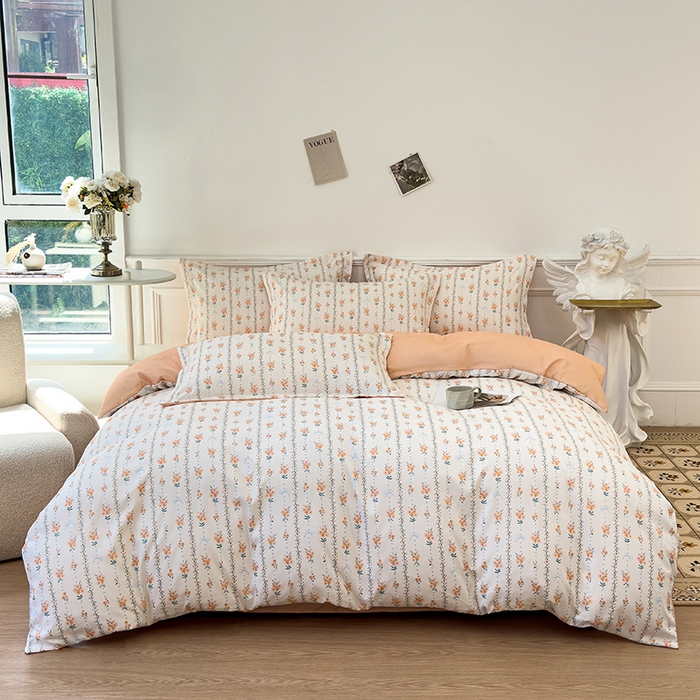 91家纺网 家纺一手货源 找家纺 （总）优纤家纺 2025新款120克磨毛斜纹卡通花卉印花植物羊绒四件套