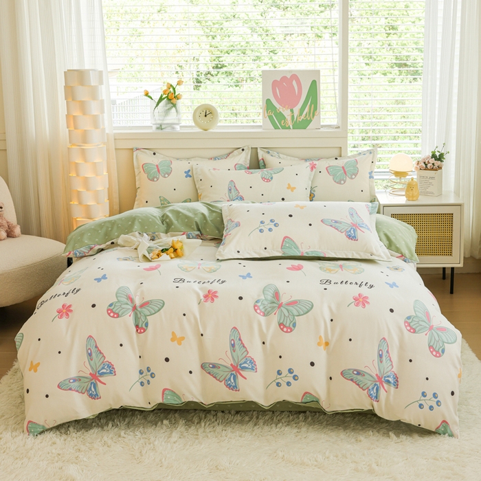 91家纺网 家纺一手货源 找家纺 （总）优纤家纺 2025新款120克磨毛斜纹卡通花卉印花植物羊绒四件套