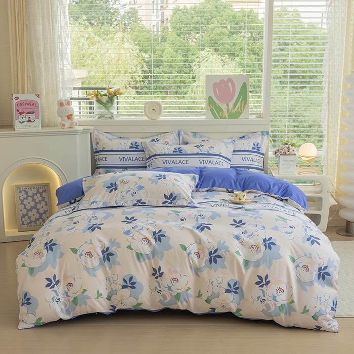 91家纺网 家纺一手货源 找家纺 （总）优纤家纺 2025新款120克磨毛斜纹卡通花卉印花植物羊绒四件套