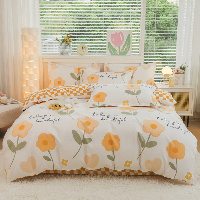 91家纺网 家纺一手货源 找家纺 （总）优纤家纺 2025新款120克磨毛斜纹卡通花卉印花植物羊绒四件套