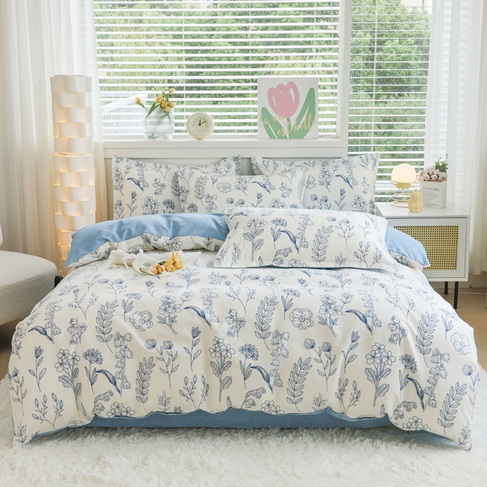 91家纺网 家纺一手货源 找家纺 （总）优纤家纺 2025新款120克磨毛斜纹卡通花卉印花植物羊绒四件套