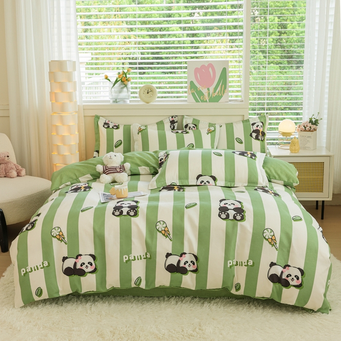 91家纺网 家纺一手货源 找家纺 （总）优纤家纺 2025新款120克磨毛斜纹卡通花卉印花植物羊绒四件套