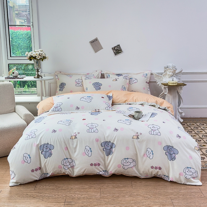 91家纺网 家纺一手货源 找家纺 （总）优纤家纺 2025新款120克磨毛斜纹卡通花卉印花植物羊绒四件套