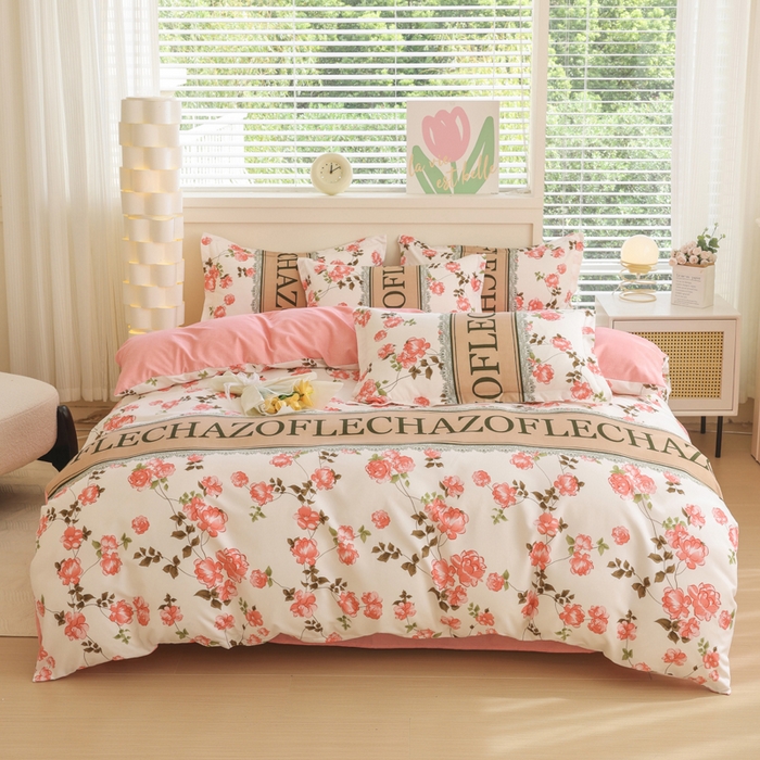 91家纺网 家纺一手货源 找家纺 （总）优纤家纺 2025新款120克磨毛斜纹卡通花卉印花植物羊绒四件套