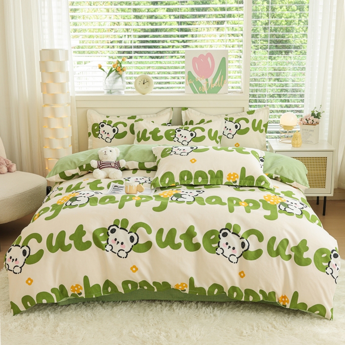 91家纺网 家纺一手货源 找家纺 （总）优纤家纺 2025新款120克磨毛斜纹卡通花卉印花植物羊绒四件套