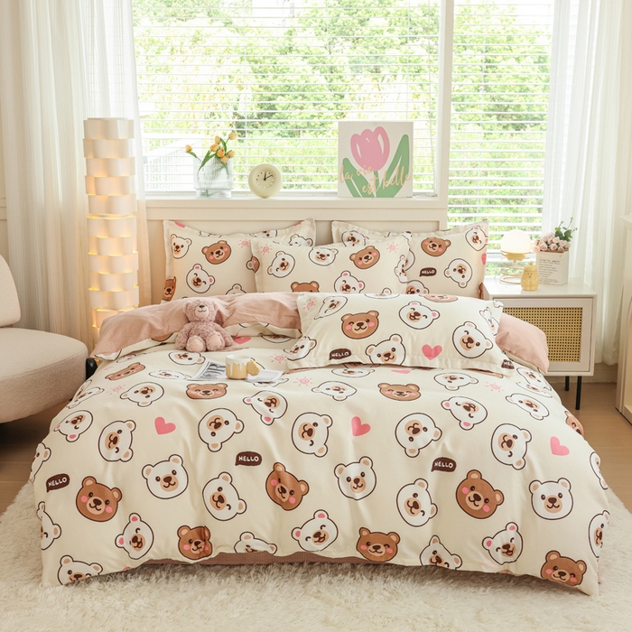 91家纺网 家纺一手货源 找家纺 （总）优纤家纺 2025新款120克磨毛斜纹卡通花卉印花植物羊绒四件套