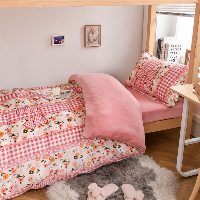 91家纺网 家纺一手货源 找家纺 宅部落 2025新款学生宿舍牛奶绒三件套宿舍三件套上下铺三件套 小时代