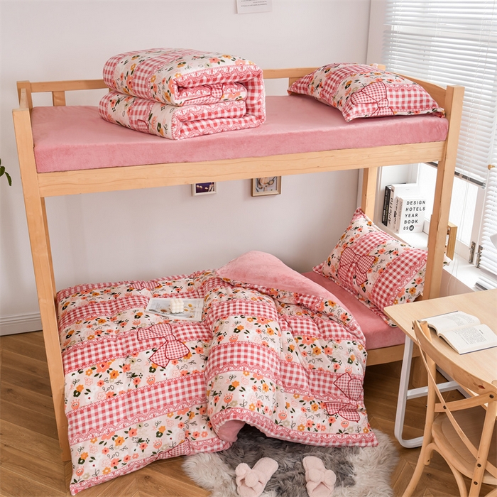 91家纺网 家纺一手货源 找家纺 宅部落 2025新款学生宿舍牛奶绒三件套宿舍三件套上下铺三件套 小时代