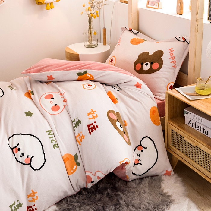 91家纺网 家纺一手货源 找家纺 宅部落 2025新款学生宿舍牛奶绒三件套宿舍三件套上下铺三件套 好运连连