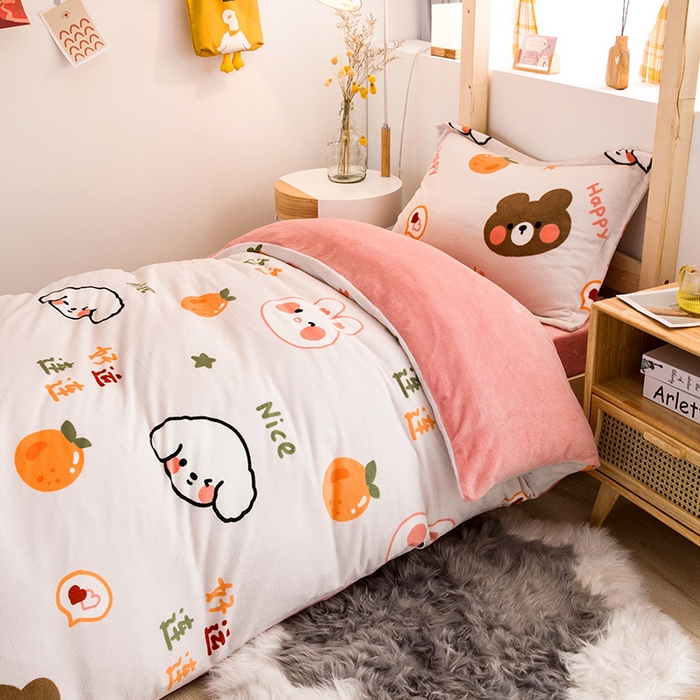 91家纺网 家纺一手货源 找家纺 宅部落 2025新款学生宿舍牛奶绒三件套宿舍三件套上下铺三件套 好运连连