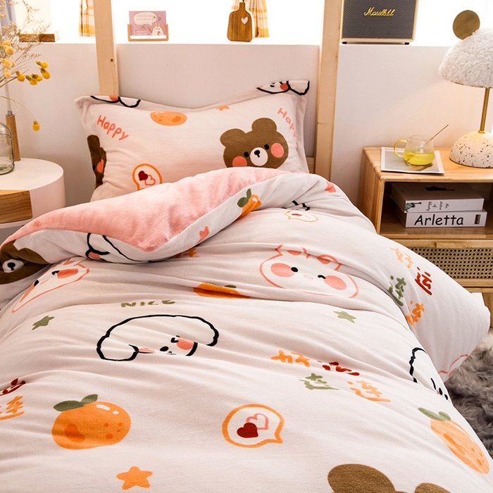 91家纺网 家纺一手货源 找家纺 宅部落 2025新款学生宿舍牛奶绒三件套宿舍三件套上下铺三件套 好运连连