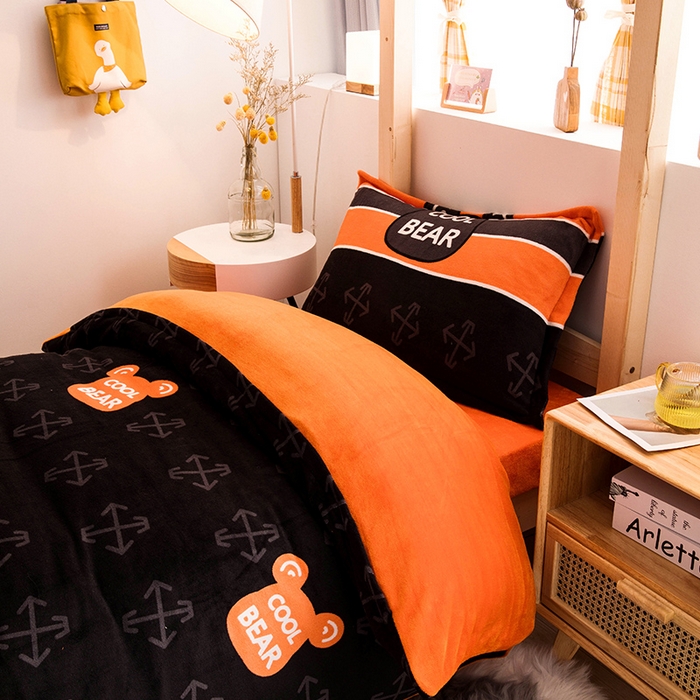 91家纺网 家纺一手货源 找家纺 宅部落 2025新款学生宿舍牛奶绒三件套宿舍三件套上下铺三件套 宝丽熊