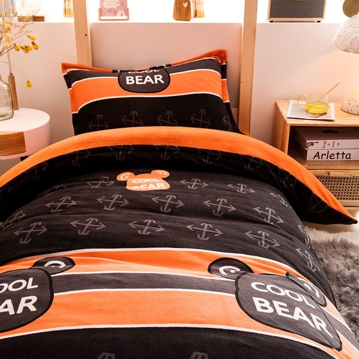 91家纺网 家纺一手货源 找家纺 宅部落 2025新款学生宿舍牛奶绒三件套宿舍三件套上下铺三件套 宝丽熊