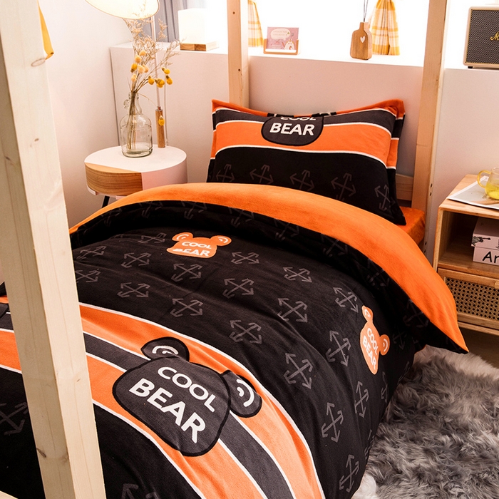 91家纺网 家纺一手货源 找家纺 宅部落 2025新款学生宿舍牛奶绒三件套宿舍三件套上下铺三件套 宝丽熊