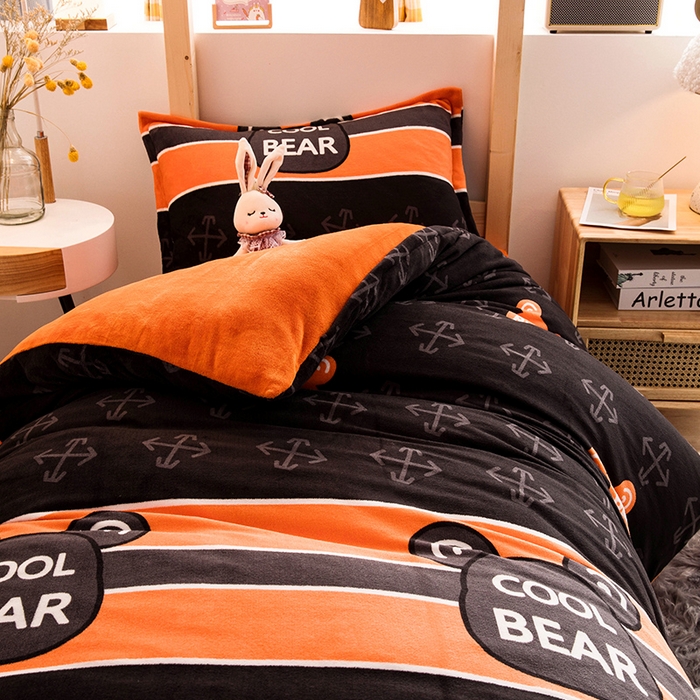 91家纺网 家纺一手货源 找家纺 宅部落 2025新款学生宿舍牛奶绒三件套宿舍三件套上下铺三件套 宝丽熊