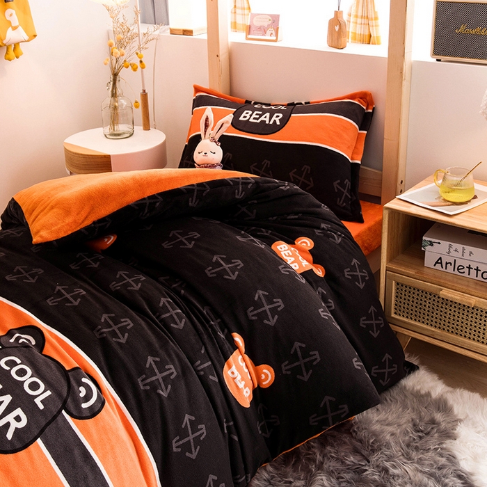 91家纺网 家纺一手货源 找家纺 宅部落 2025新款学生宿舍牛奶绒三件套宿舍三件套上下铺三件套 宝丽熊