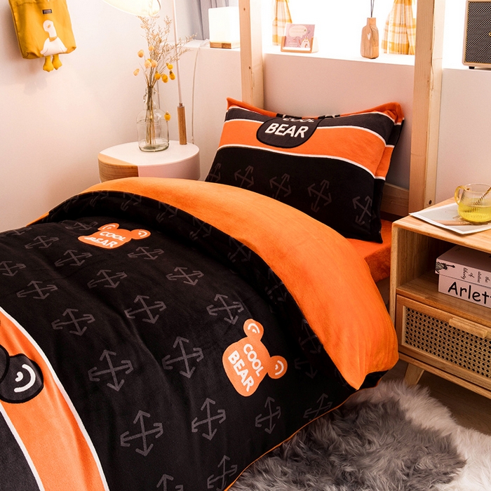 91家纺网 家纺一手货源 找家纺 宅部落 2025新款学生宿舍牛奶绒三件套宿舍三件套上下铺三件套 宝丽熊