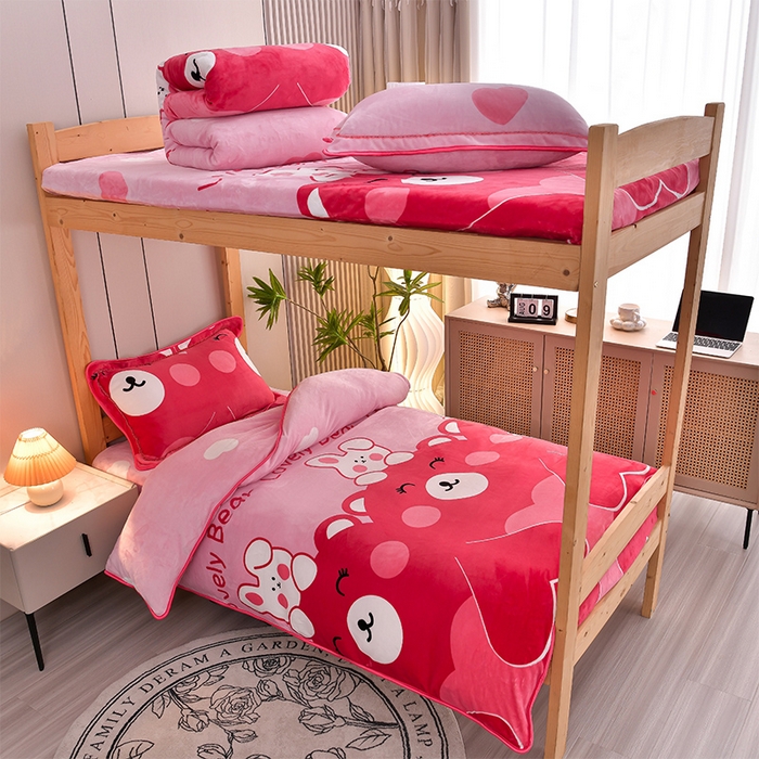 91家纺网 家纺一手货源 找家纺 （总）居尚2025直播爆款高克重印花牛奶绒法莱绒学生三件套 