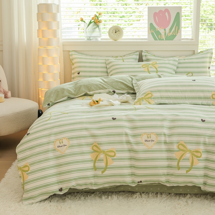 91家纺网 家纺一手货源 找家纺 优纤家纺 2025新款120克磨毛斜纹卡通花卉印花植物羊绒四件套 淑女屋-绿