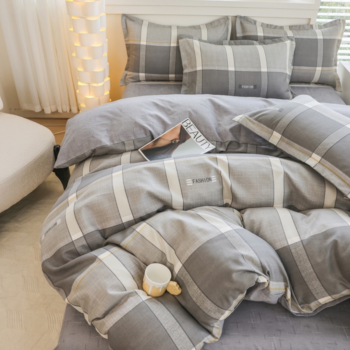 91家纺网 家纺一手货源 找家纺 优纤家纺 2025新款120克磨毛斜纹卡通花卉印花植物羊绒四件套 现代印象