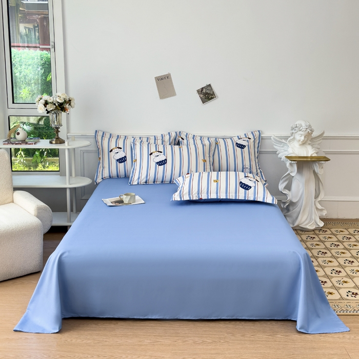 91家纺网 家纺一手货源 找家纺 优纤家纺 2025新款120克磨毛斜纹卡通花卉印花植物羊绒四件套 线条小狗