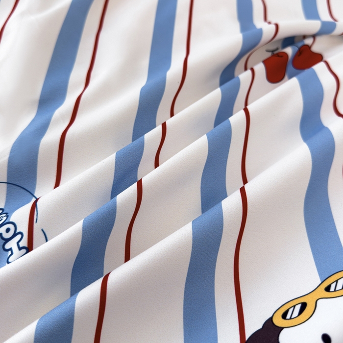 91家纺网 家纺一手货源 找家纺 优纤家纺 2025新款120克磨毛斜纹卡通花卉印花植物羊绒四件套 线条小狗