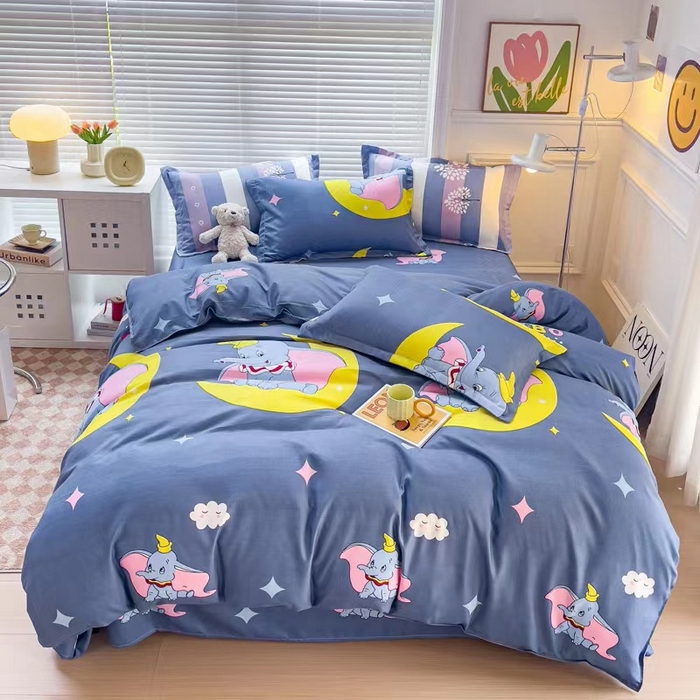 优纤家纺 2025新款120克磨毛斜纹卡通花卉印花植物羊绒四件套 小飞象