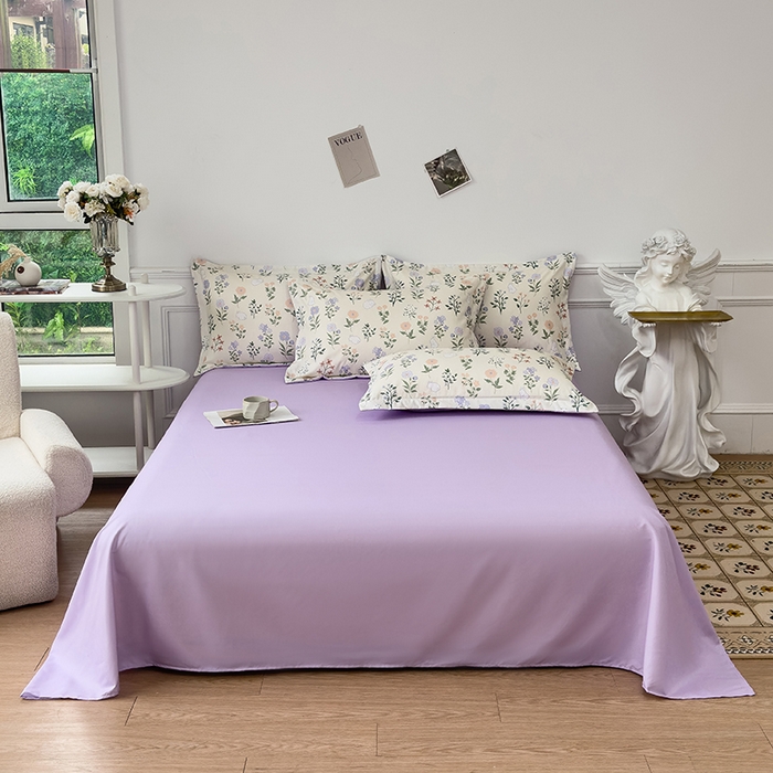 91家纺网 家纺一手货源 找家纺 优纤家纺 2025新款120克磨毛斜纹卡通花卉印花植物羊绒四件套 小碎花