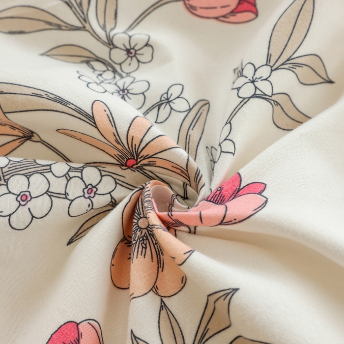 91家纺网 家纺一手货源 找家纺 优纤家纺 2025新款120克磨毛斜纹卡通花卉印花植物羊绒四件套 小园如玉