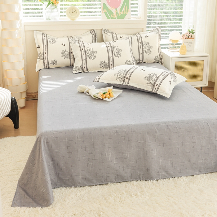 91家纺网 家纺一手货源 找家纺 优纤家纺 2025新款120克磨毛斜纹卡通花卉印花植物羊绒四件套 怡静花开