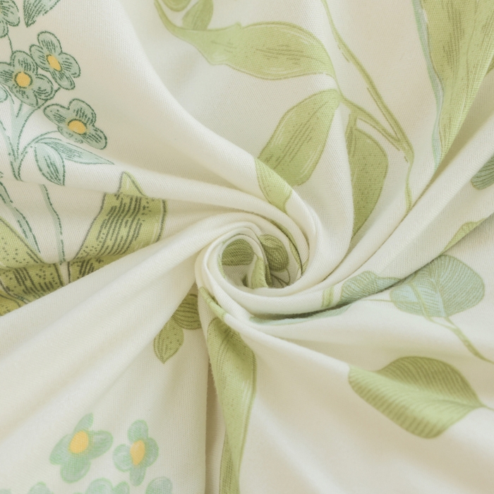 91家纺网 家纺一手货源 找家纺 优纤家纺 2025新款120克磨毛斜纹卡通花卉印花植物羊绒四件套 悠悠花草