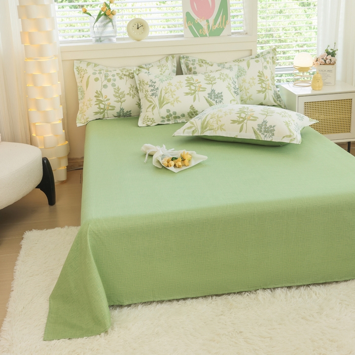 91家纺网 家纺一手货源 找家纺 优纤家纺 2025新款120克磨毛斜纹卡通花卉印花植物羊绒四件套 悠悠花草